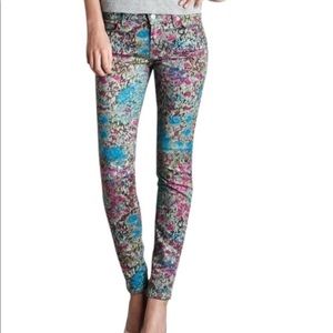 7FAM Garden Party floral watercolor skinny jeans